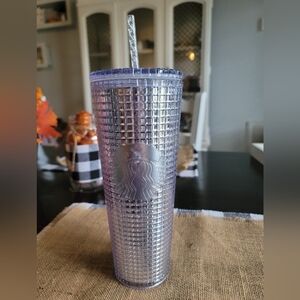 Starbucks, silver grid Tumbler